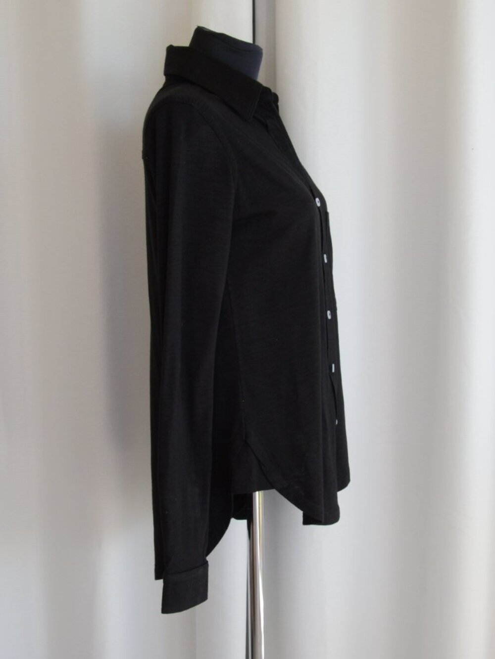 CHRLDR Amrat Jersey Blouse Button Up Black Sz S - Picture 3 of 8